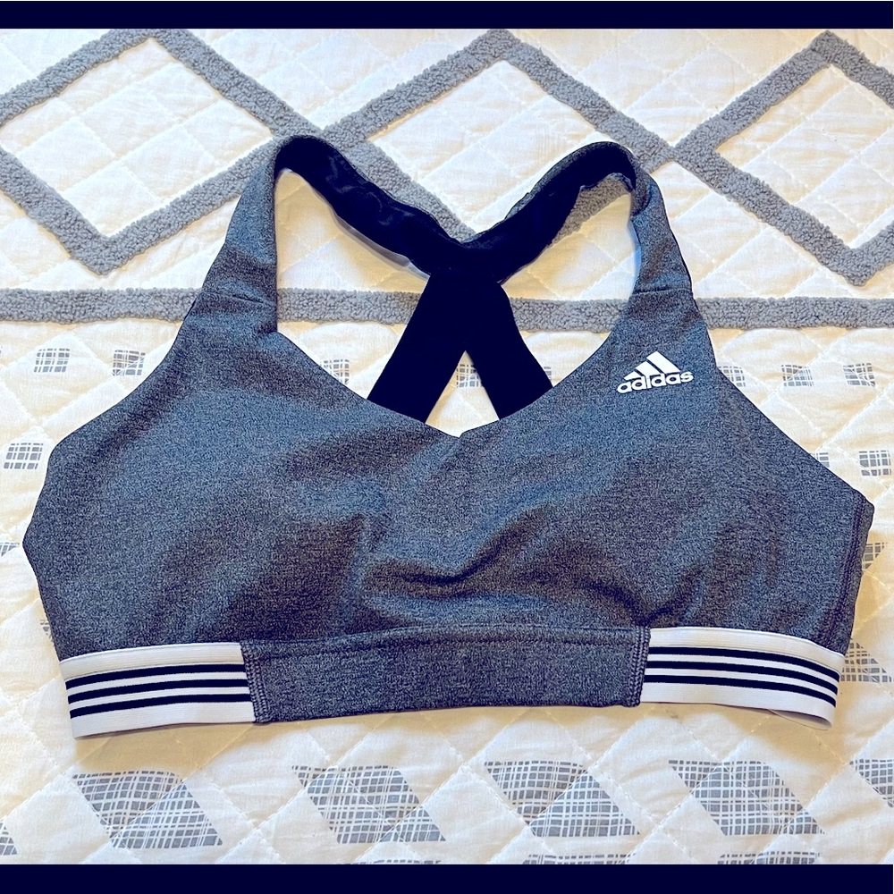 adidas Gray & Black Crossback Sports Bra